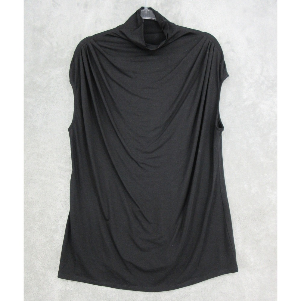 Marcella Top Womens XXL Sleeveless Drape Mock Neck Tencel Stretch Knit Black